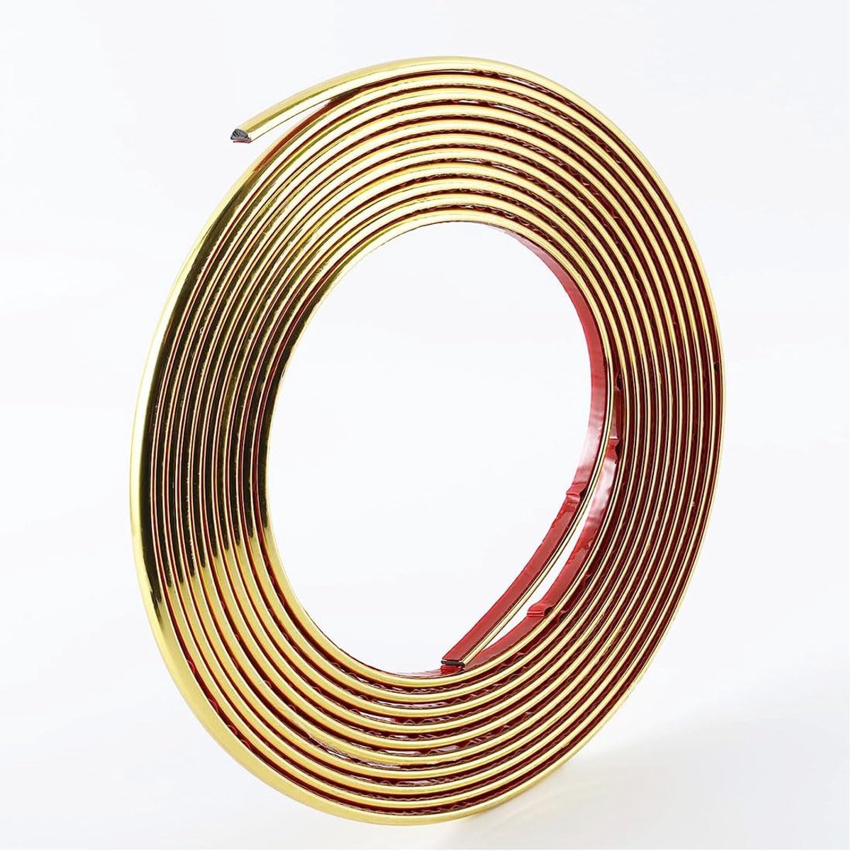 3D muurrandstrip 0.8cm x 10m - zelfklevend PVC - goudkleurig - decoratie voor meubels en muren - ShopVlot
