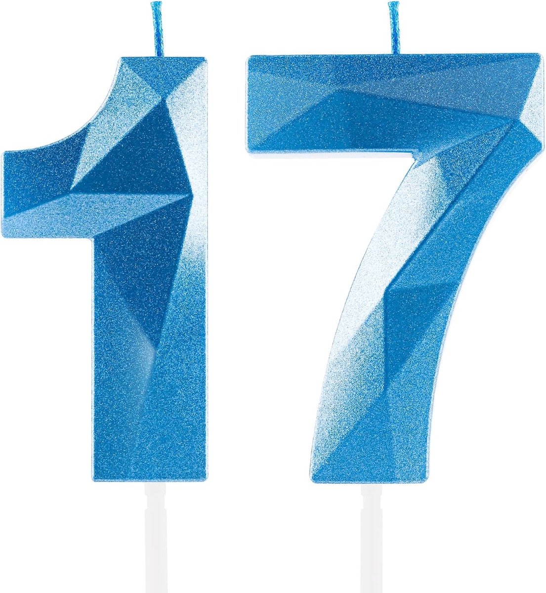 Verjaardagscandles 17 jaar - Koninklijk Blauw - 3D Taartdecoratie - Perfecte cake topper voor feesten - ShopVlot