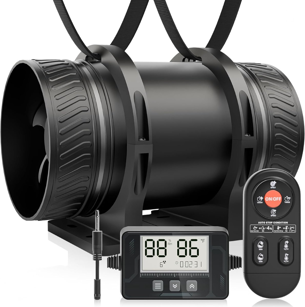 Inline ventilator Ø100 mm - 6 snelheden - temperatuur- en vochtigheidssensor - ideale oplossing voor kelders - SnelShoppen