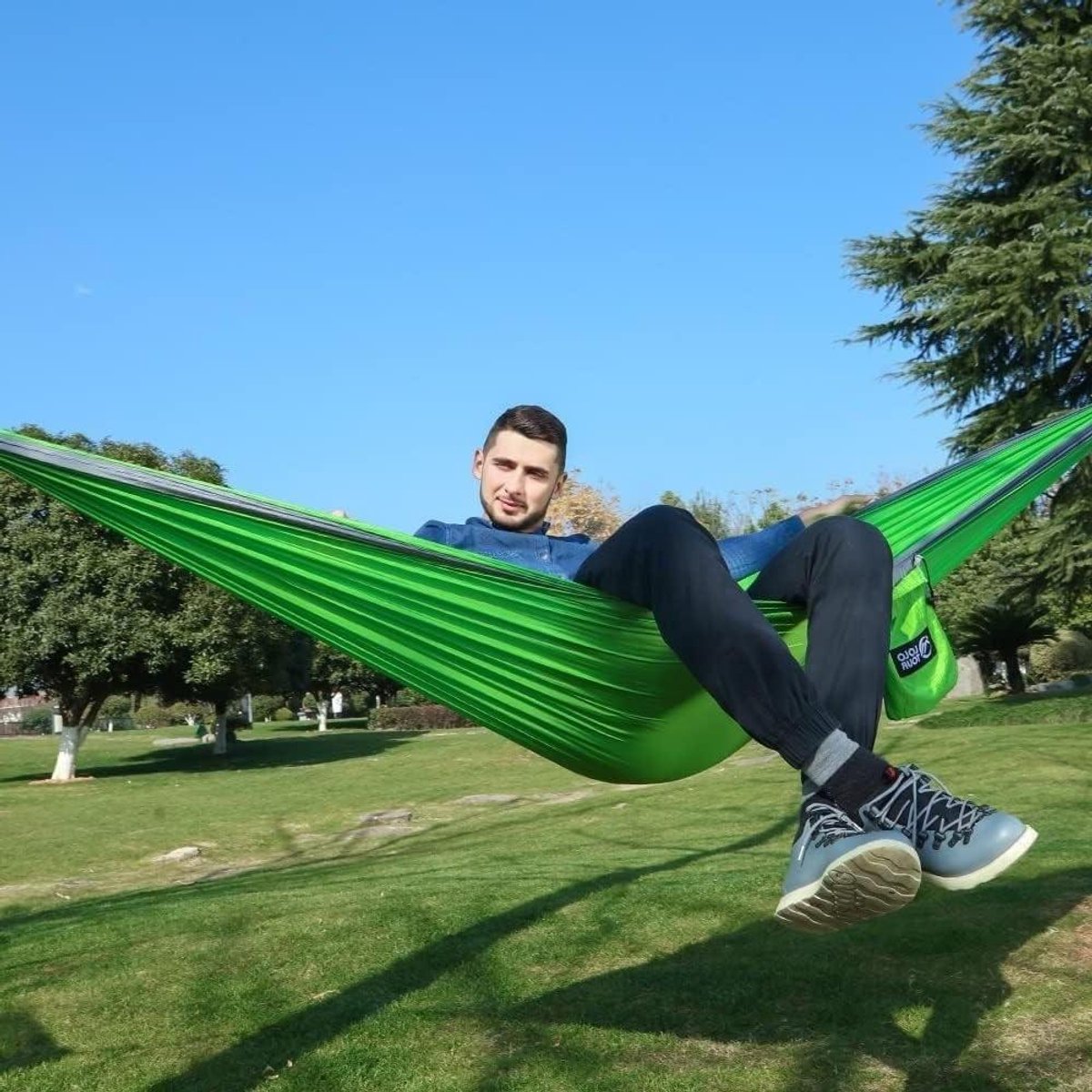 Dubbele Hangmat - Kampeerhangmat Reishangmat - Buiten Ontspannen - Hoge Sterkte - 200 kg draagvermogen - Nylon