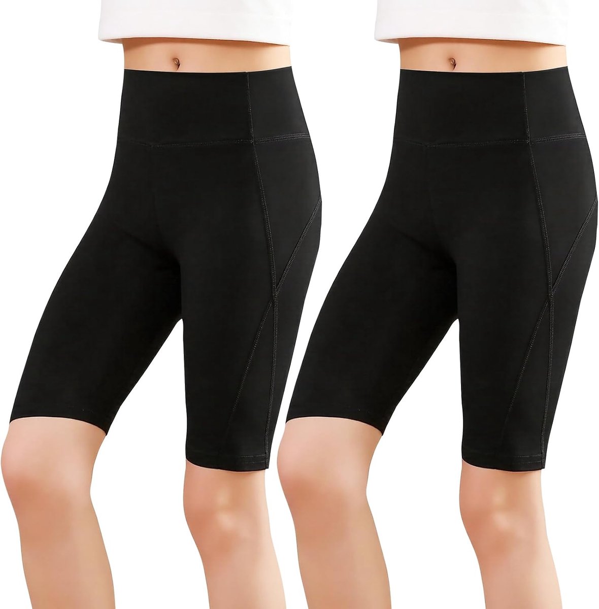 Fietsshorts meisjes knielang - hoge taille - ademend en sneldrogend - perfect voor yoga en hardlopen - SnelShoppen