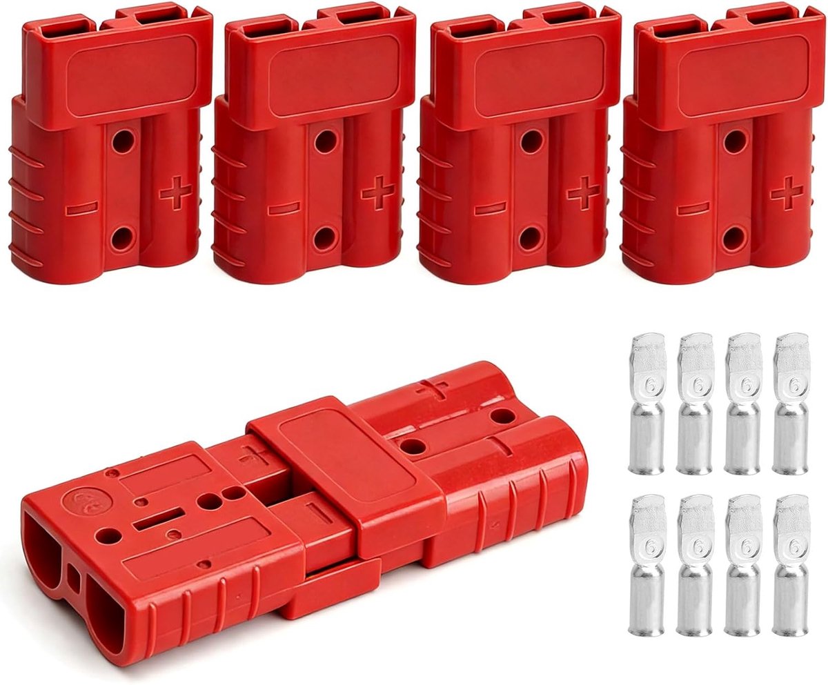 SnelShoppen - Anderson Plug Set van 4 - 50 A 600 V Accu Connectoren, Snelle Verbinding, Hoge Stroom Plug voor Motorhome, Zonne-energie, Auto