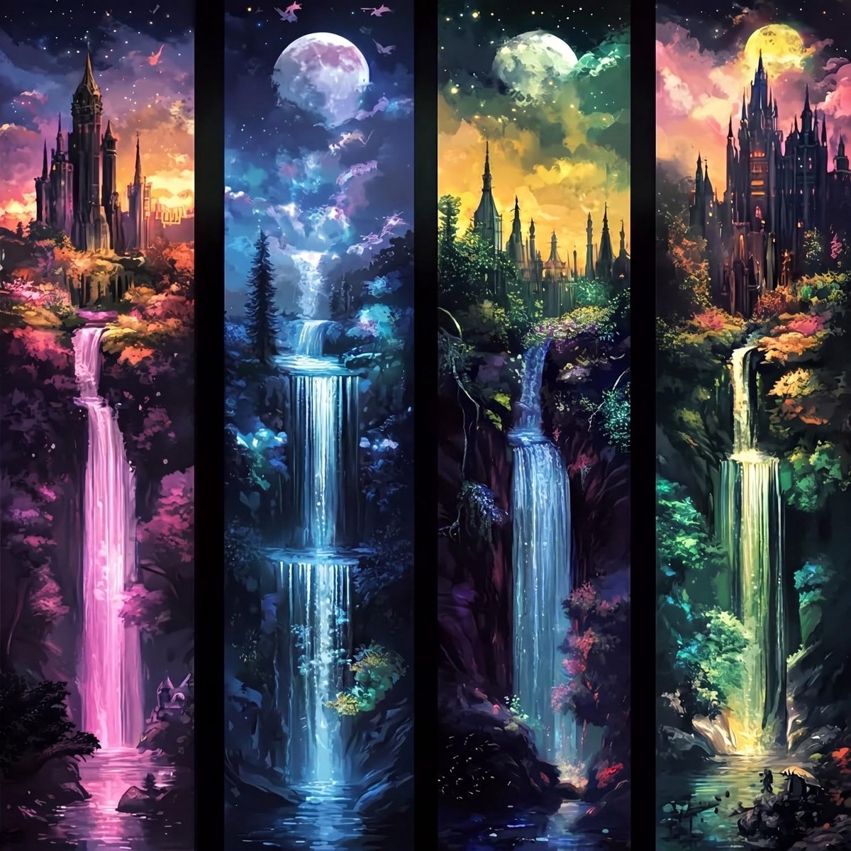 Schilderen op nummer volwassenen 40 x 40 cm - fantasie waterval - DIY olieverfschilderij kit - ShopVlot