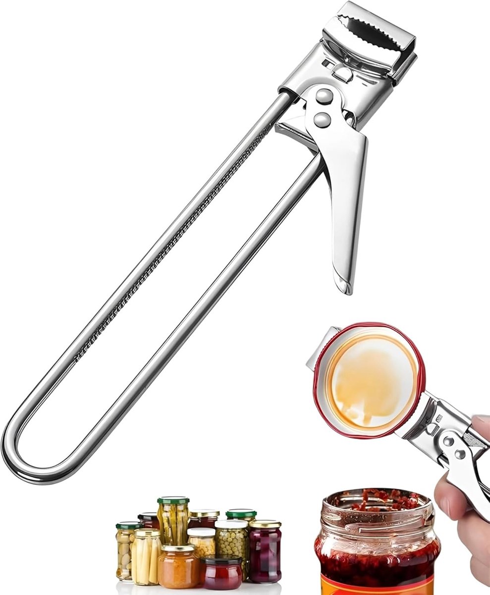 Glasopener dekselopener - roestvrij staal - verstelbaar - ideaal voor senioren - ShopVlot