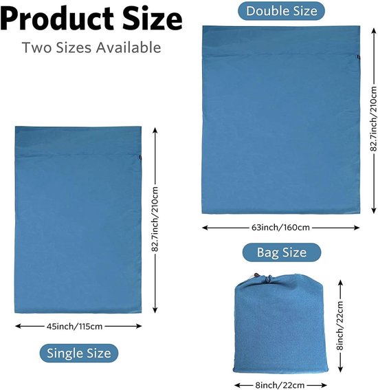 Slaapzak Liner - Reis Laken - Hygiënisch Slapen - 100% Katoen - 120x210cm - Grijs — afbeelding 4