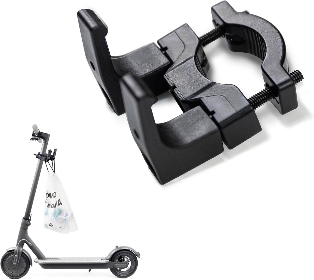 SnelShoppen - Elektrische Scooter Haak - Dubbele Ontwerp Multifunctionele Accessoire - Zwart - Hoogwaardig ABS - Geschikt voor 3.8 cm Stangen - 1 Stuk