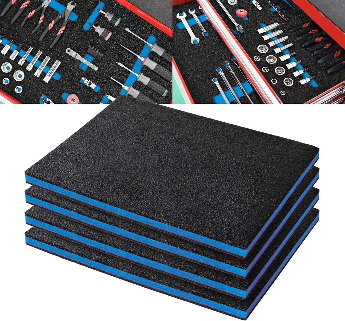 Gereedschapskoffer Inlegfoam 16" - Polyethyleen Foam - Zwart/Blauw - Perfecte Toolopslag - ShopVlot