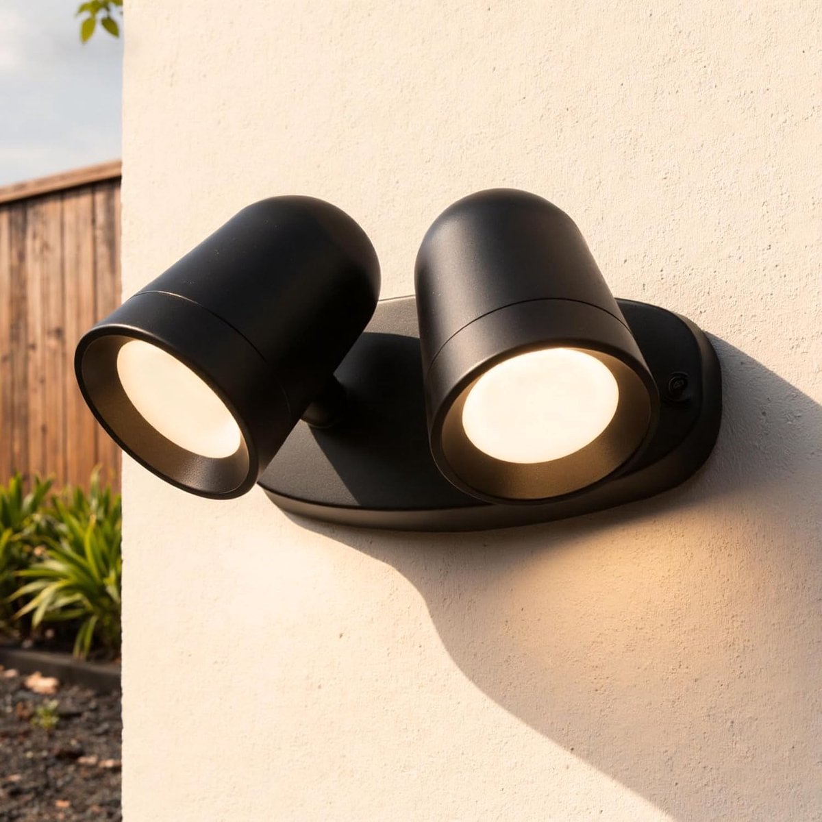 Outdoor lamp dubbele spot - 330° draaibaar - zwart aluminium - IP65 waterdicht voor tuinverlichting - ShopVlot