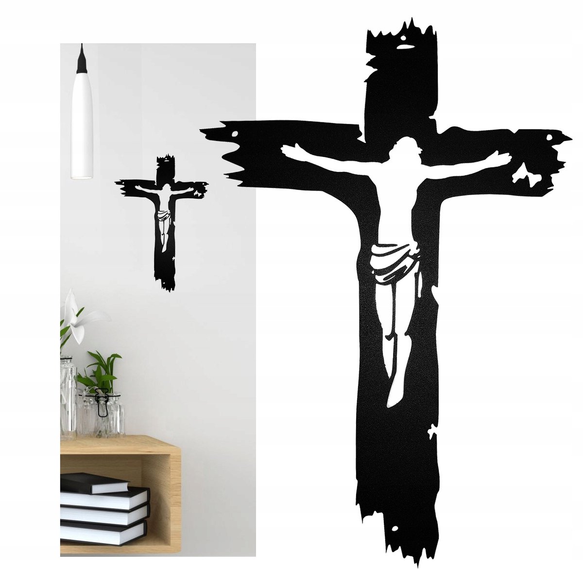 Modern Metalen Kruis met Jezus - wanddecoratie 30 cm