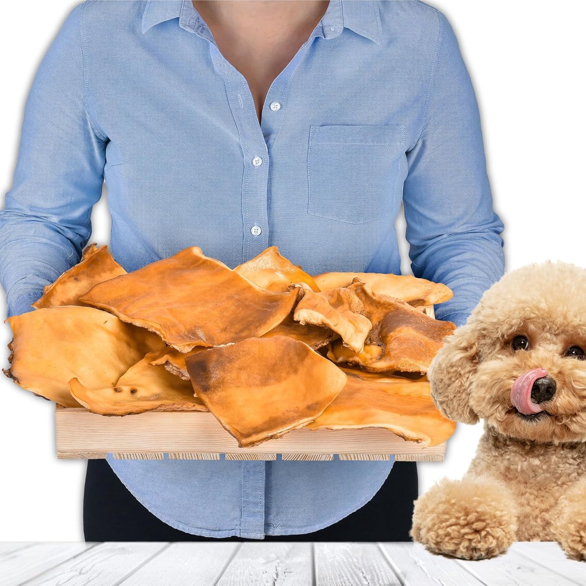 Hondenkauwsnacks 1 kg - Gedroogde runderhuid - 100% natuurlijk - Langdurig kauwplezier voor honden - ShopVlot