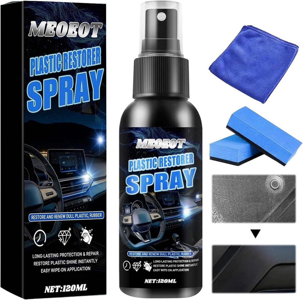 Plastichersteller Auto 120ml - Extra sterke spray - Voor kunststof, rubber en leer - Voorkomt vroegtijdige veroudering - ShopVlot