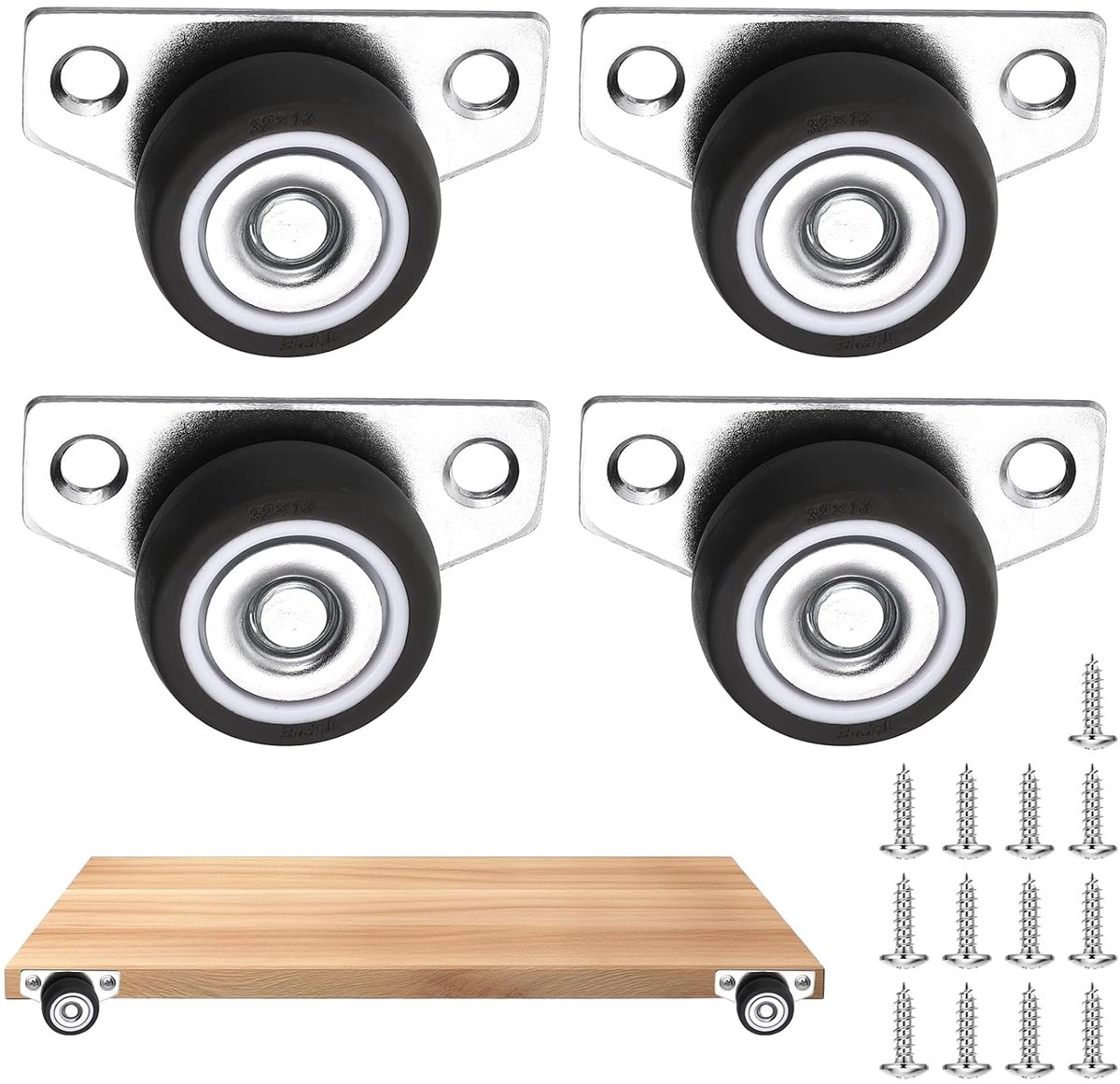 Meubelwielen 32mm - Rubber - Zijmontage - Ideaal voor kleine meubels - ShopVlot
