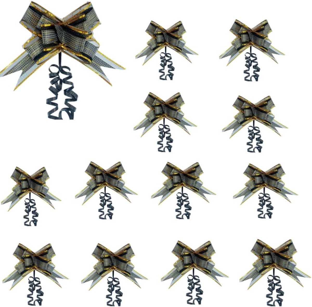 Geschenkstrikken 15,5 cm - zwarte organza - 20 stuks - perfect voor cadeaus - ShopVlot