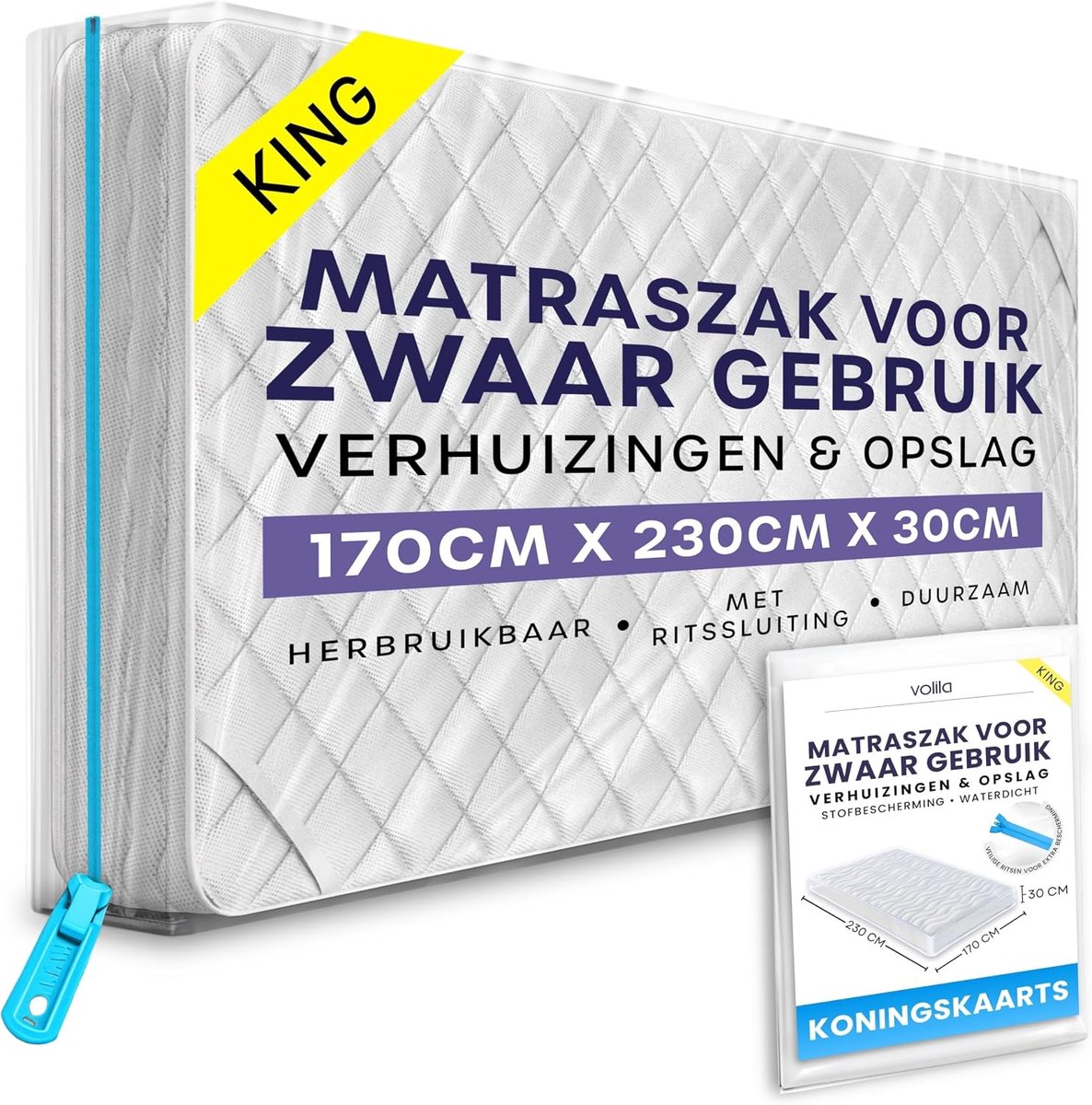 Mattress Bag King Size - Waterdichte Opbergtas - Bescherming tegen Vlekken en Schimmels - Perfect voor Verhuizing - ShopVlot
