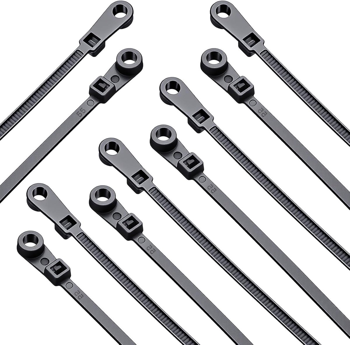 SnelShoppen - 100 Stuks Bevestigingskabelbinders met Schroefgaat, 20 cm Zwarte Schroefmontage Kabelbinders, Multifunctionele Sterke Nylon voor Kabel-