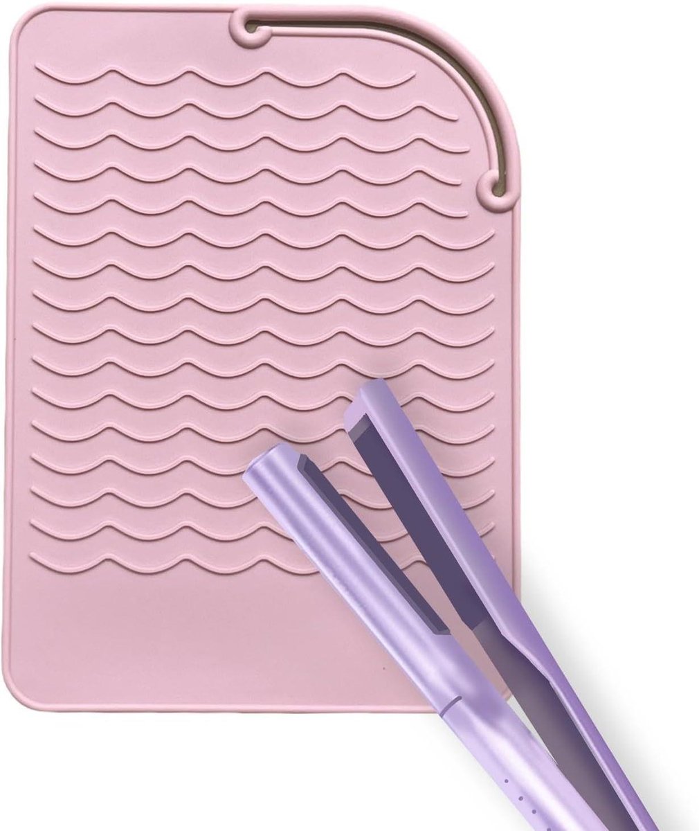 Krultangmat - Hittebestendige mat Siliconen houder - Styling gereedschap beschermen - Hittebestendig tot 250°C - 217 x 156 cm - Groen/Roze