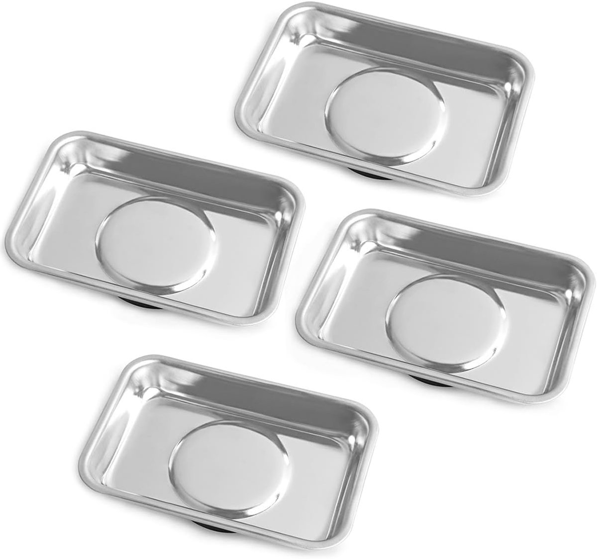Magnetische trays set van 4 - 93 x 65 mm - RVS met sterke magneten - Ideaal voor schroeven en spijkers - ShopVlot