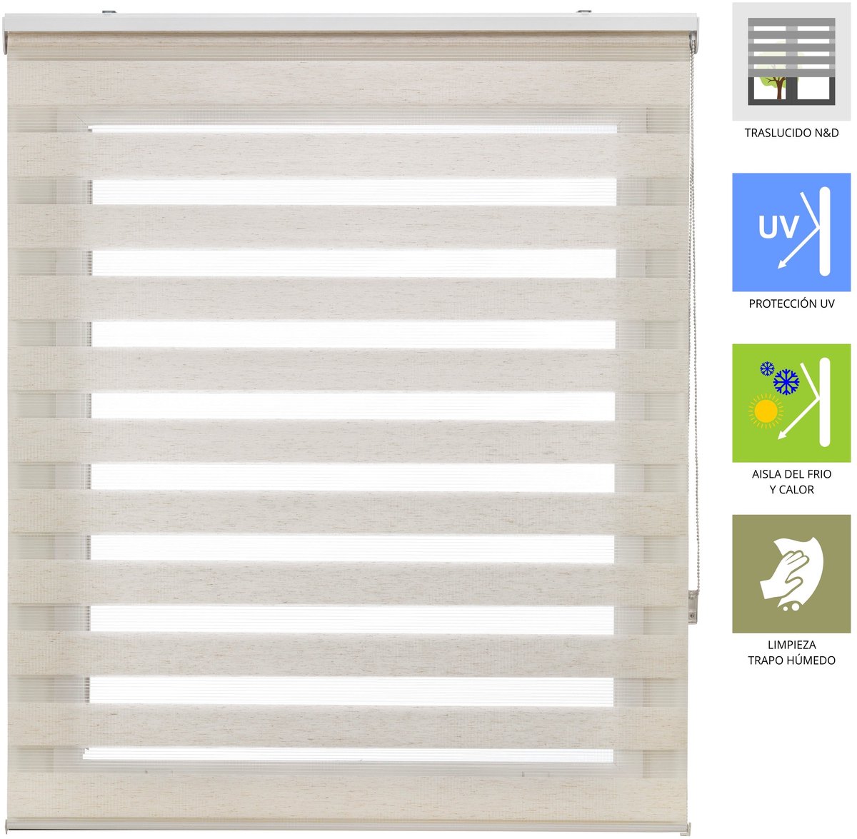 Rolgordijn 135 x 250 cm - dubbellaags linnenkleur - perfect voor privacy en lichtregulatie - ShopVlot