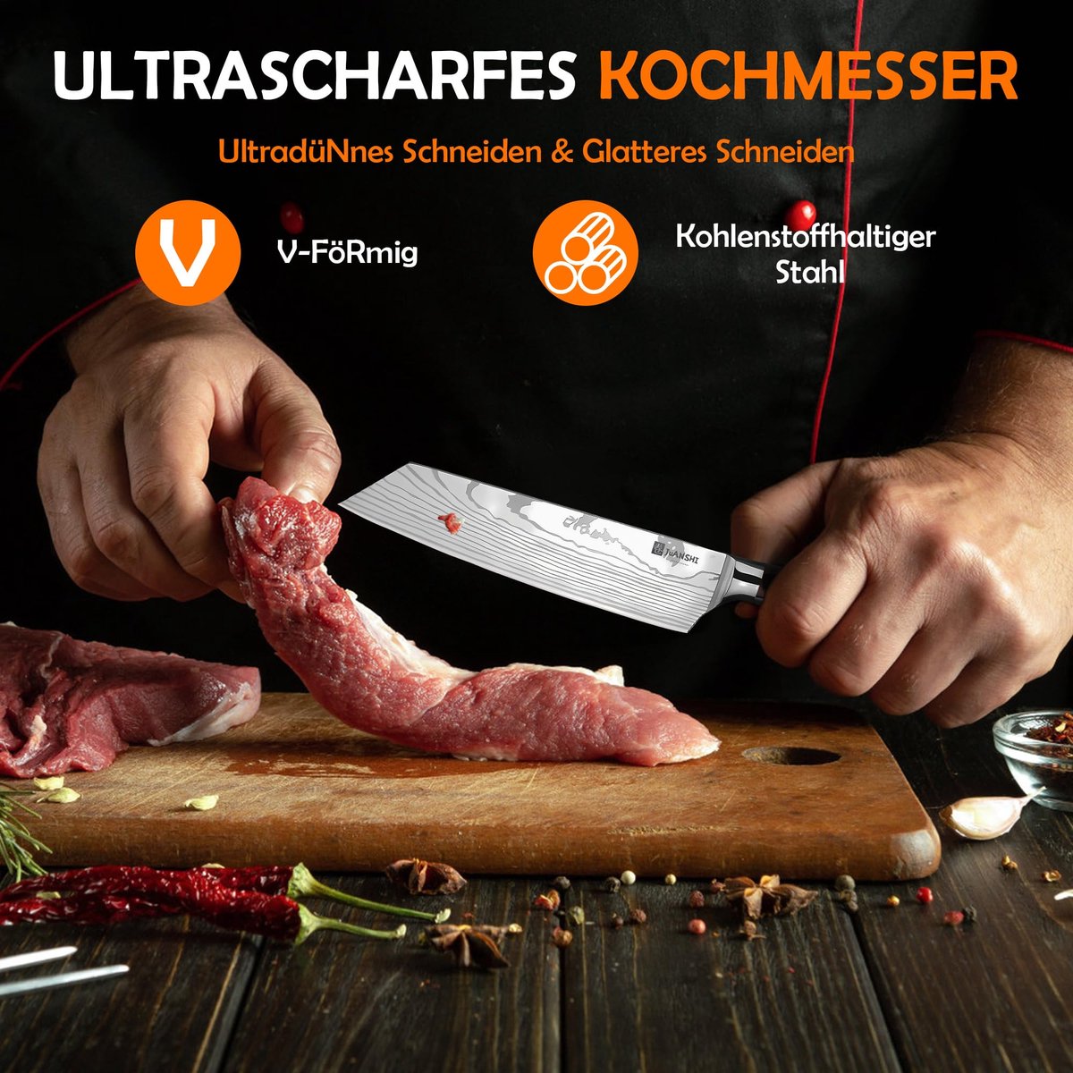 Koksmes 20,5 cm - handgesmeed - professioneel - ideaal voor vleesbewerking - ShopVlot