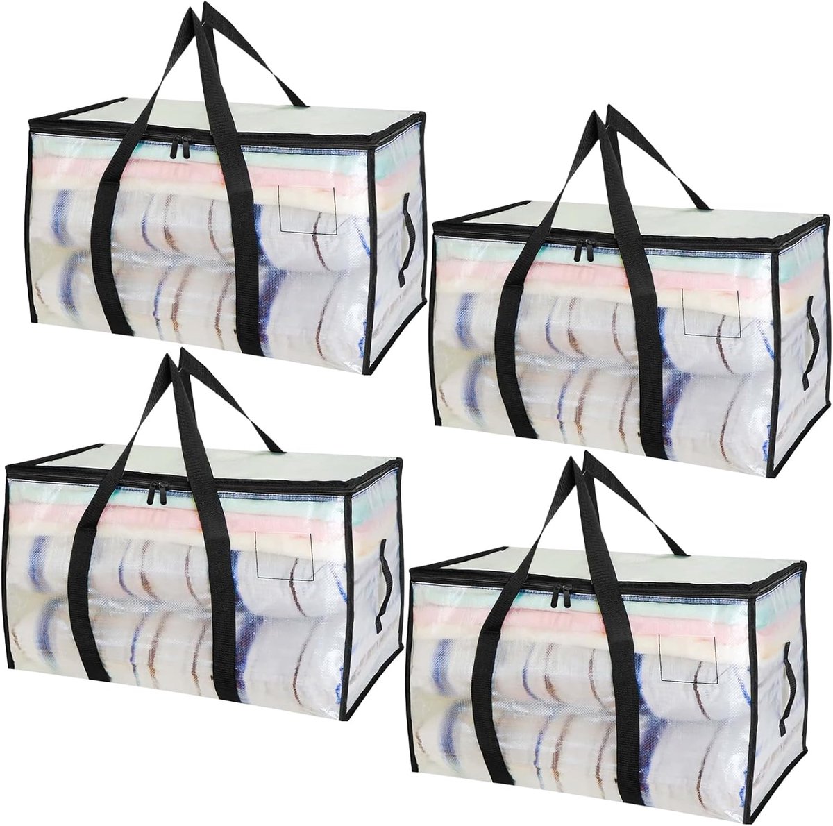 transparante verhuisdozen 4 x - met rugzakriemen - waterdicht en versterkt - ideaal voor kleding en dekbedden - ShopVlot
