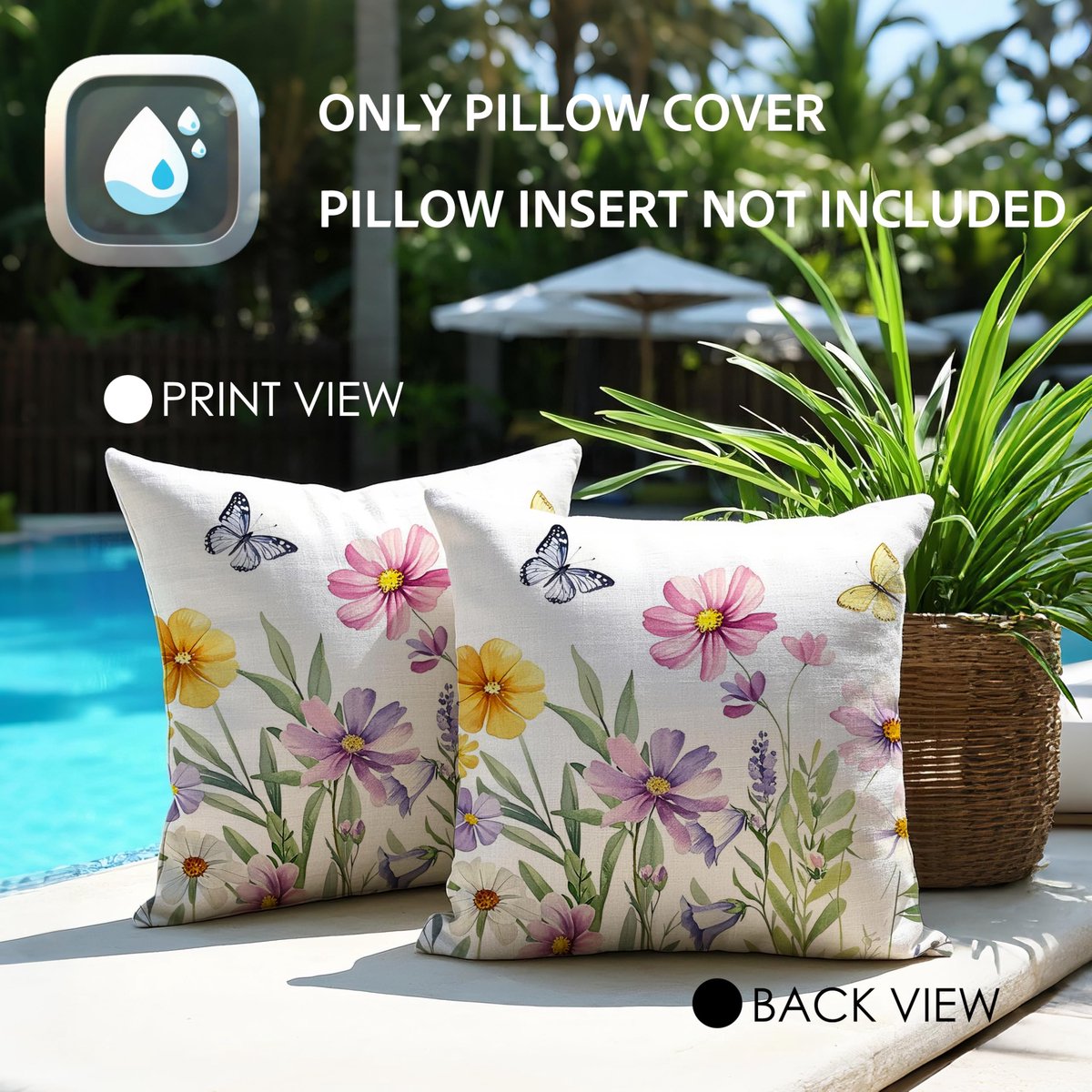 Outdoor kussens 40 x 40 cm - weerbestendig - bloemen patroon - ideaal voor tuin en woonkamer - ShopVlot