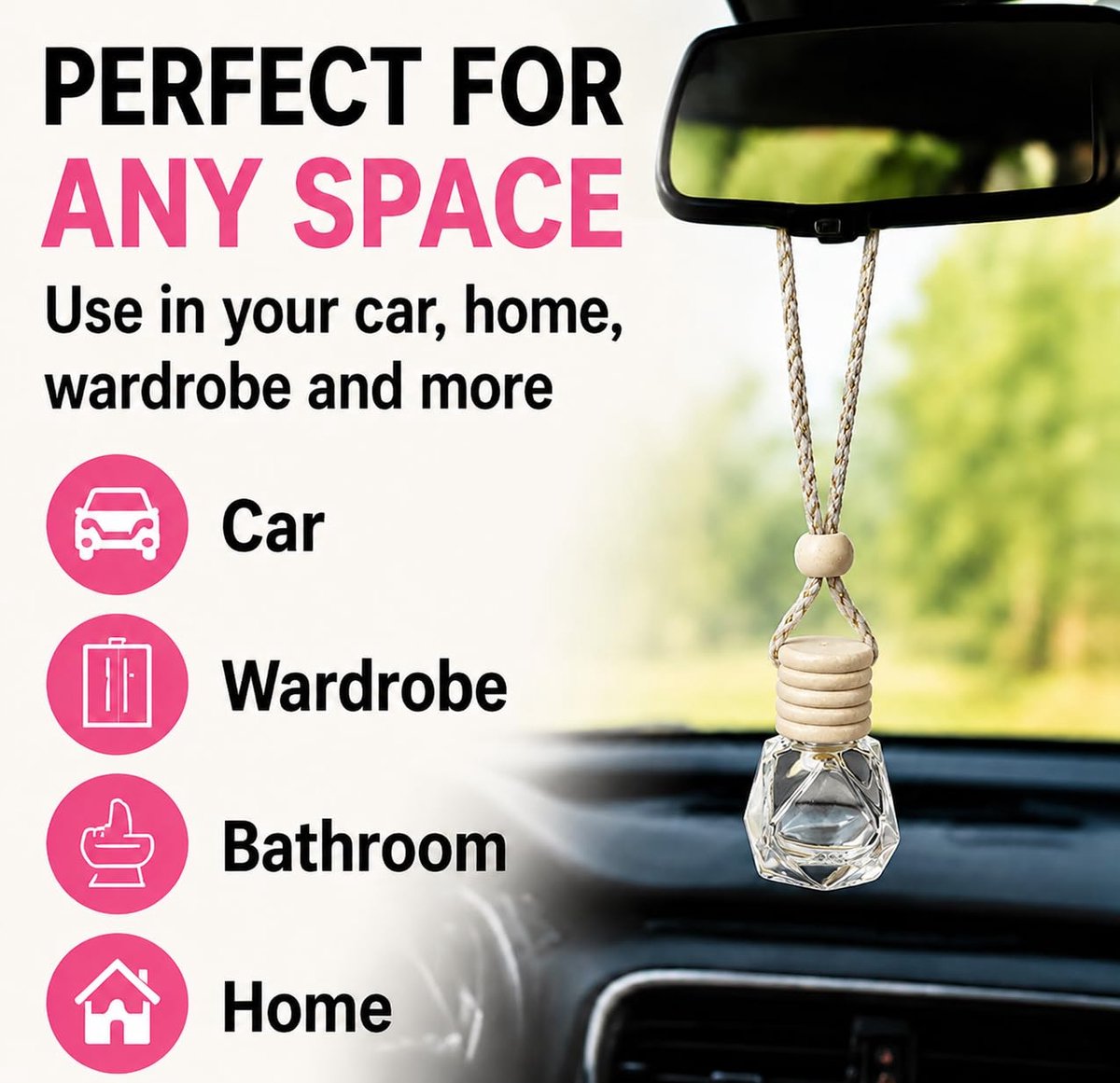 Auto geur hangers leeg - 30 stuks diffuser fles glas 8ml - hervulbare luchtverfrisser - ideaal voor etherische oliën - ShopVlot