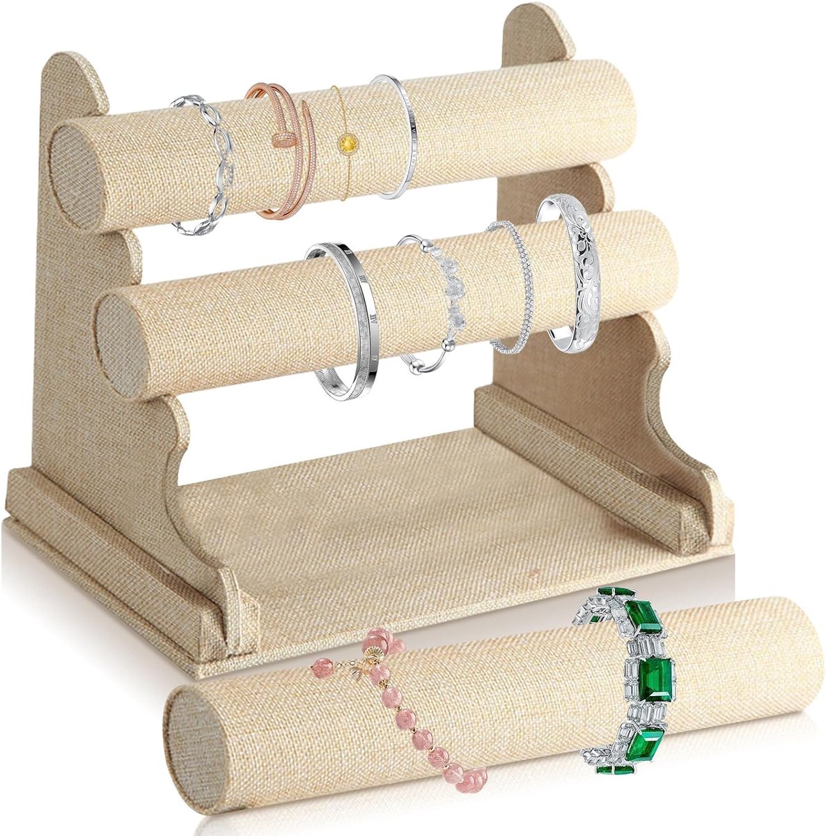 Sieradenstandaard met 3 niveaus - Velours - Elegant ontwerp - Houdt sieraden georganiseerd - ShopVlot