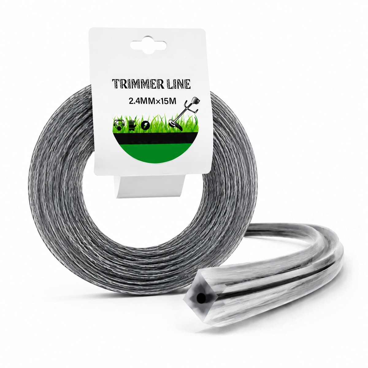 Trimmerdraad 2,4 mm x 15 m - grastrimmer snoer - duurzaam materiaal - perfect voor onderhoud tuin - ShopVlot