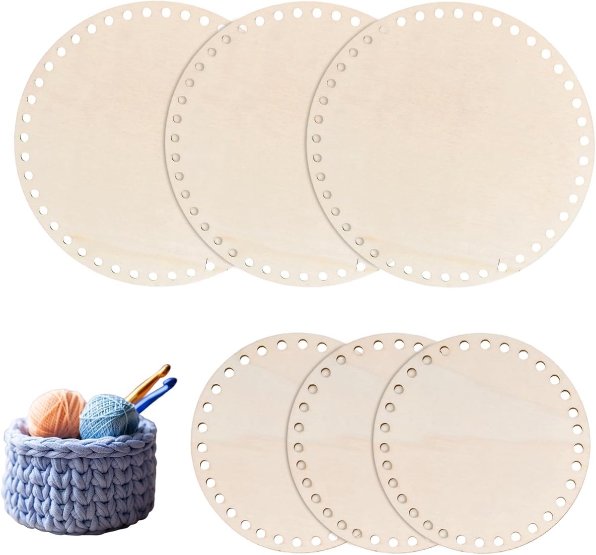 Wasmand hout rond 15/20 cm - doe-het-zelf basis - handwerk en decoratie - veilige haakaccessoires - ShopVlot