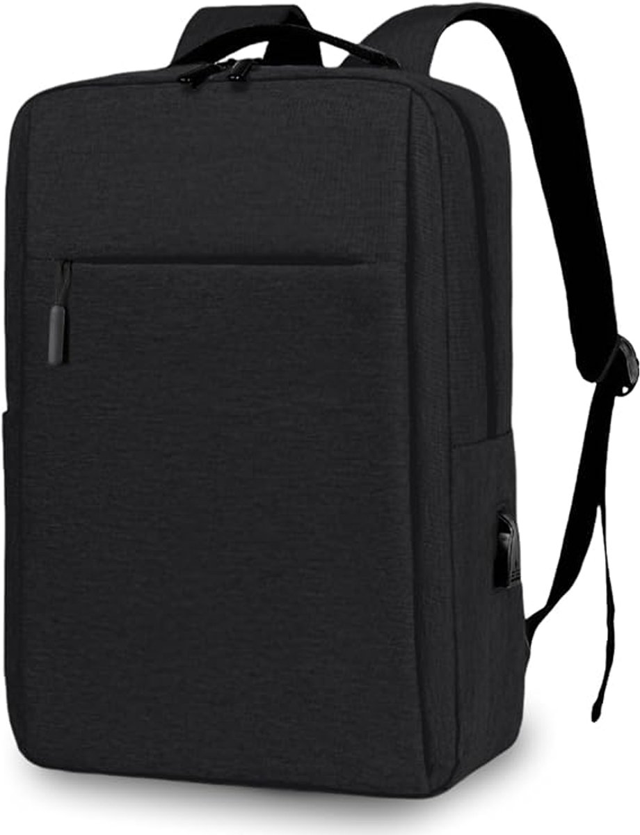 Ulisem - Laptoptas - 15.6 inch waterdichte rugzak voor zaken en reis - Gemaakt van slijtvast polyester - 27x11x41 cm groot - Meerdere opbergvakken - Incl USB oplaadpoort - Geschikt voor mannen en vrouwen - Zwart