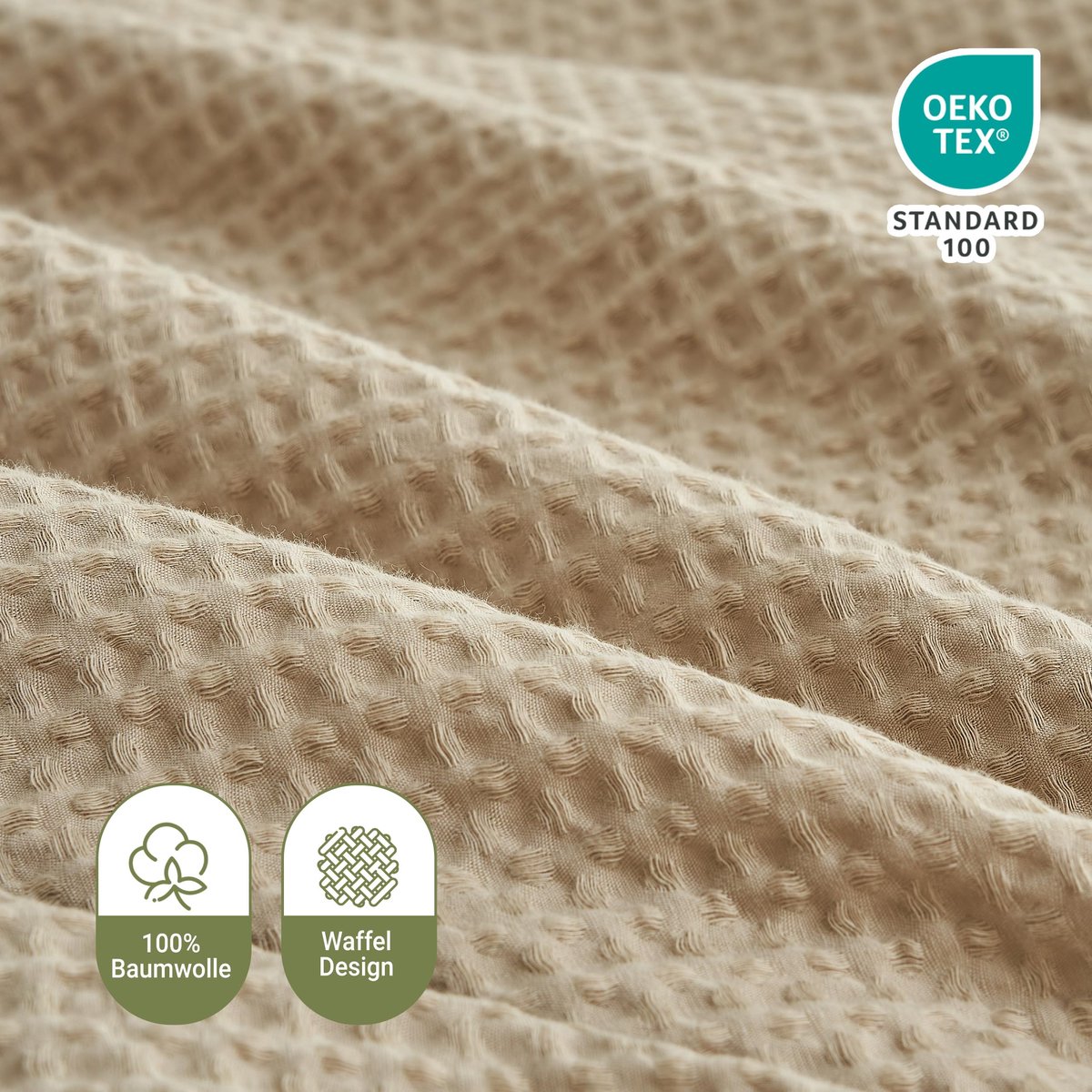 Bedlinnen 200x200 katoen - gerimpeld - kameel - EcoTex gecertificeerd, comfortabel slapen - ShopVlot