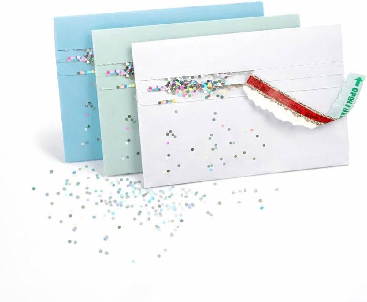 Grappige wenskaarten - Glitterenvelop Multicolor - 3 stuks - Perfect voor een leuke prank - ShopVlot