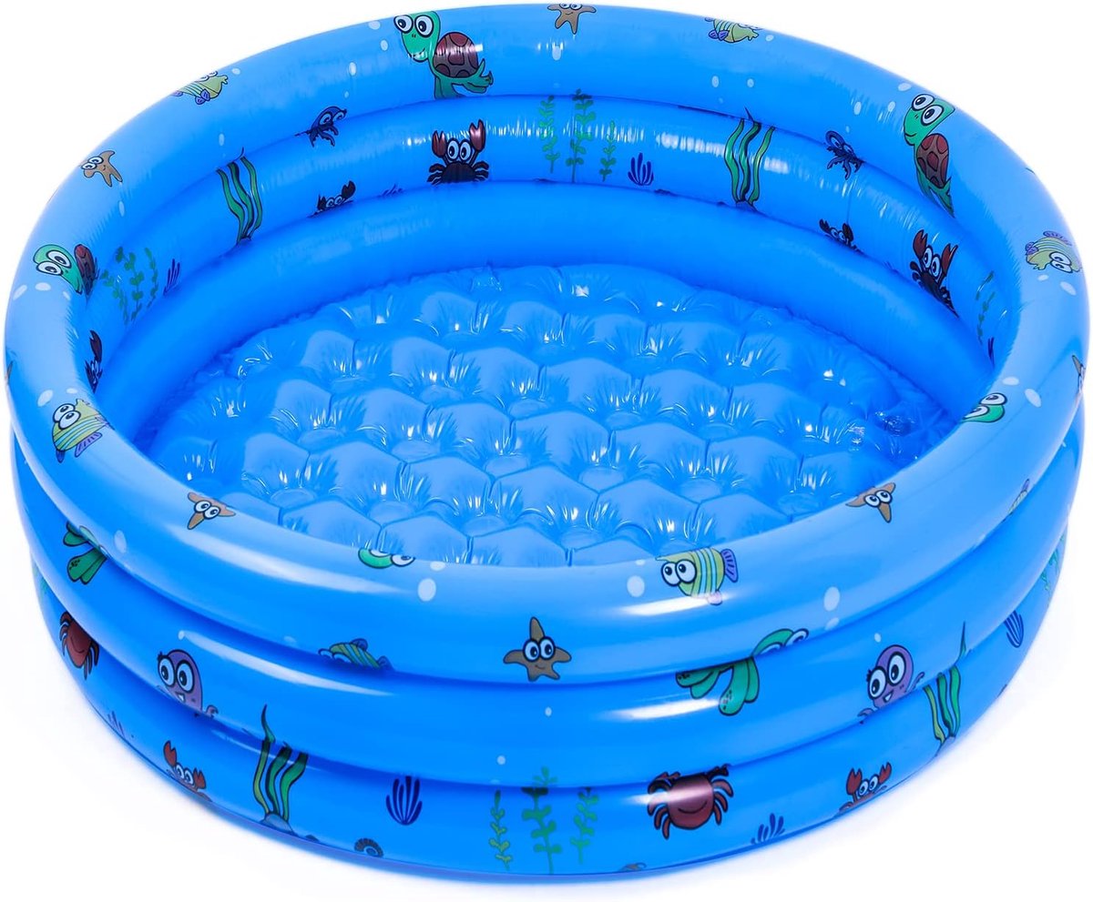Opblaasbaar Kinderzwembad 51 Inch - 3-Ringen Blauw - Peuter Watersportcentrum - Perfect voor Binnen & Buiten - ShopVlot