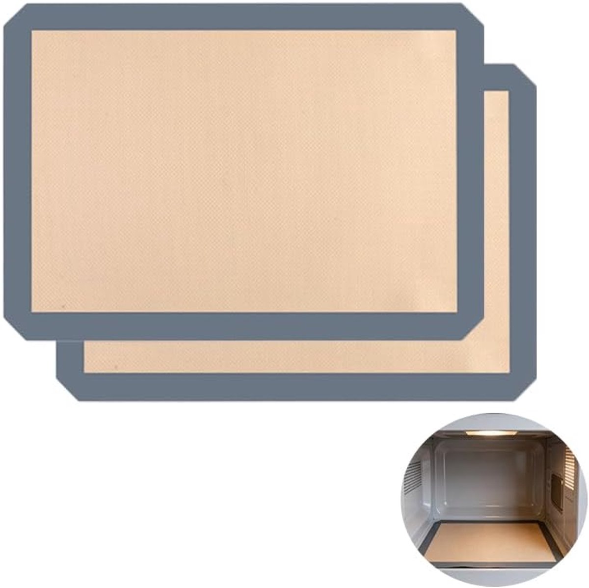 Siliconen bakmat set van 2 - 42 x 29,5 cm - grijs - herbruikbaar en hittebestendig voor oven - ShopVlot