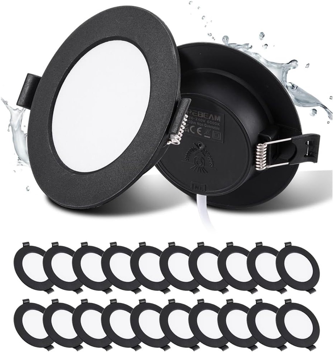 LED Inbouwspotjes 20x 5W - Zwart Ultra Plat - IP44 Waterdicht - Geschikt voor Badkamer en Keuken - SnelShoppen