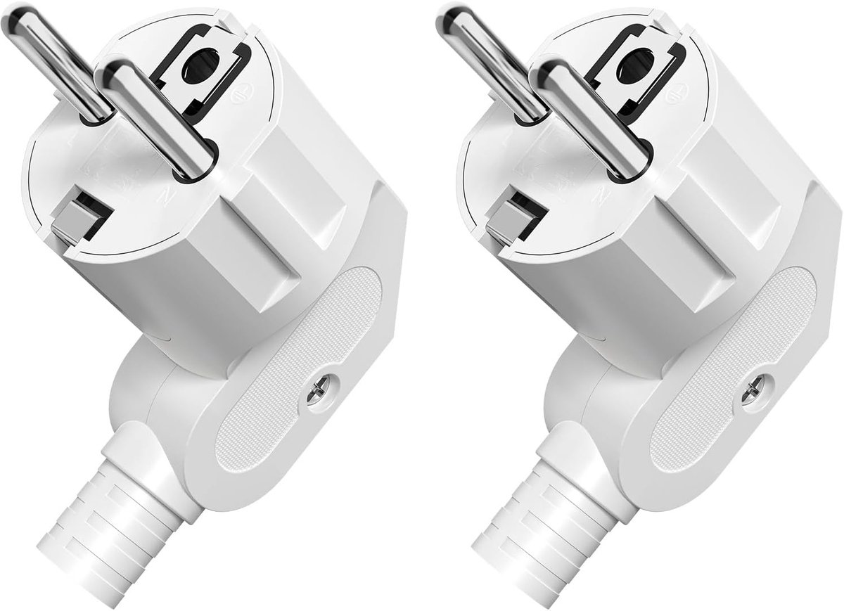 Schuko Set van 2 Beschermende Hoekconnectoren - Vouwbare Behuizing - Waterdichte Buitenstekker 250 V (16 A) - SnelShoppen
