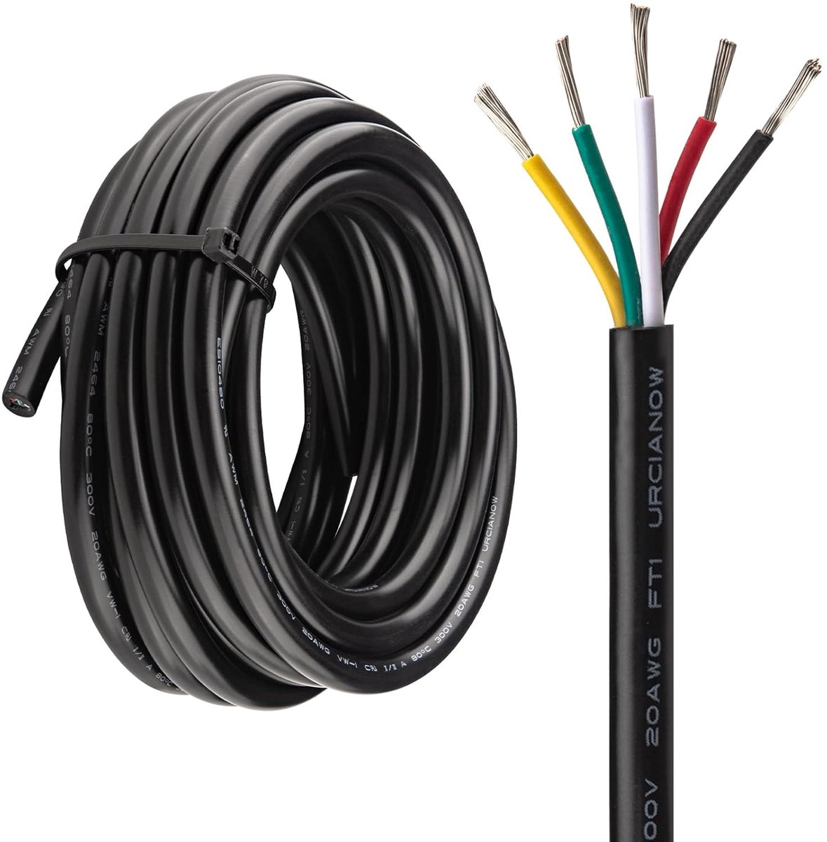 Elektrische kabel 20AWG 5x0.5mm² - Tinned Copper - 5 meter zwart PVC - Ideaal voor keukenapparatuur - SnelShoppen