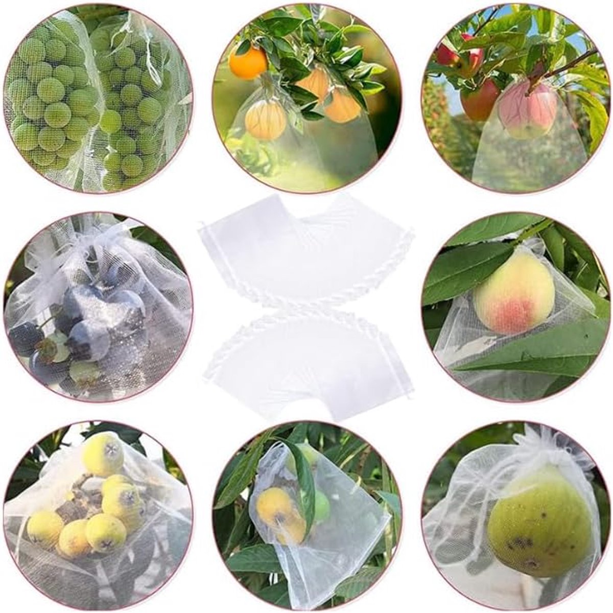 Organza Zakjes - organza zakjes fruit - Fruithoezen - netzakken - 100 stuks - Fruitbeschermingszakken - Beschermzakjes - Herbruikbare fruitnetzakken - Plantenbeschermhoezen - organza zakjes 17 x 27 cm - ter bescherming tegen wespen, vogels, enz