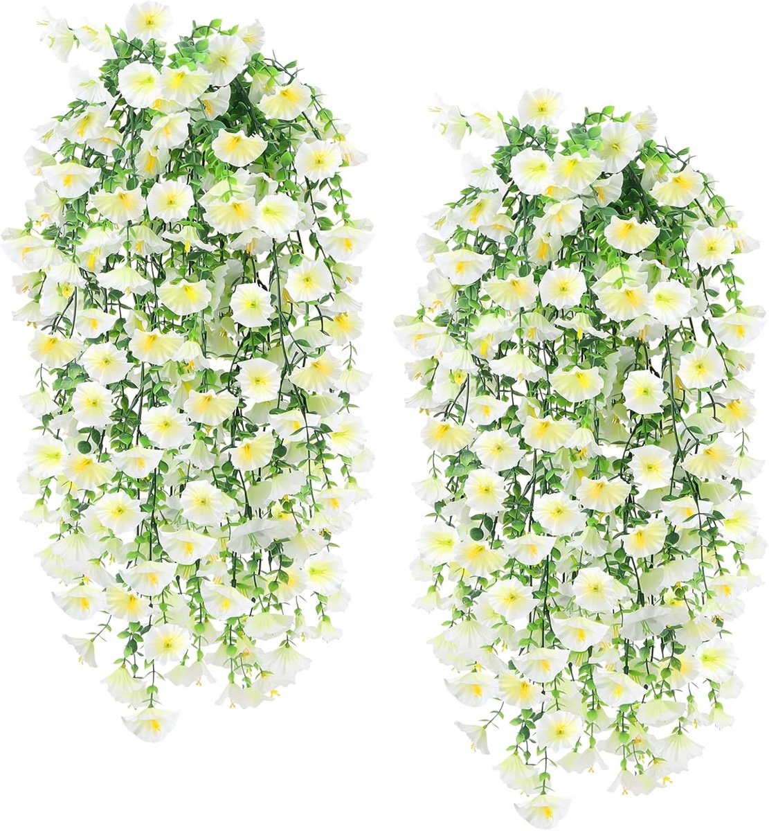 Kunstmatige hangbloemen 76 cm - witte petunia's - realistisch uiterlijk - SnelShoppen