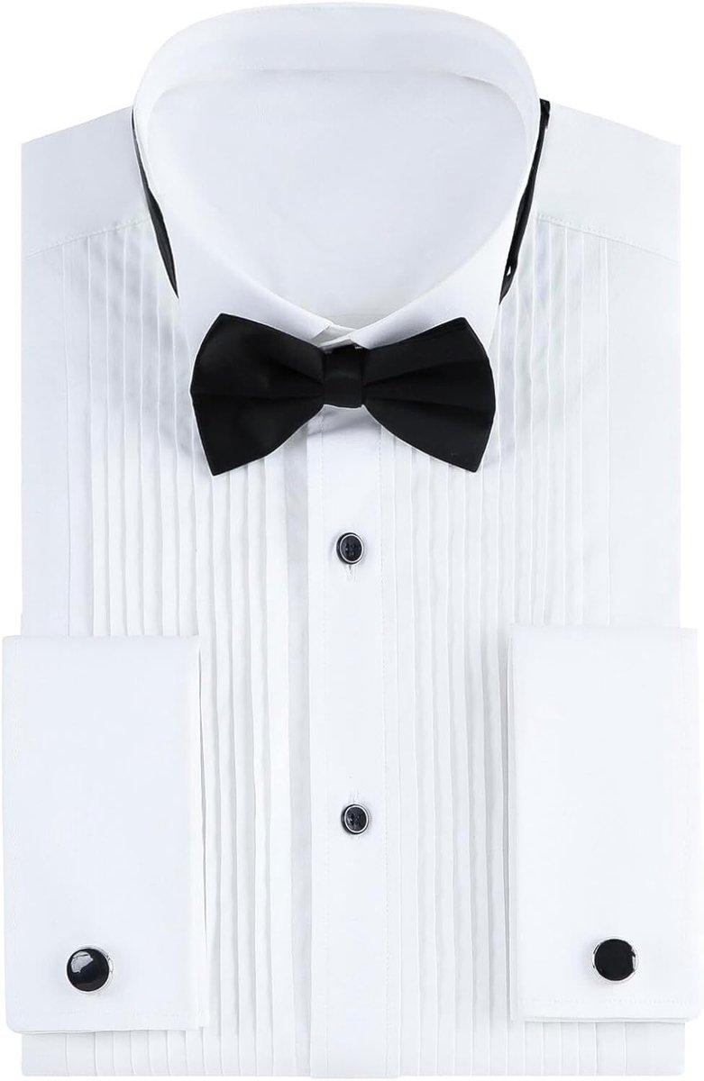 Tuxedo shirt met wing collar - Franse manchetten - omkeerbare boord - ideaal voor formele gelegenheden - SnelShoppen