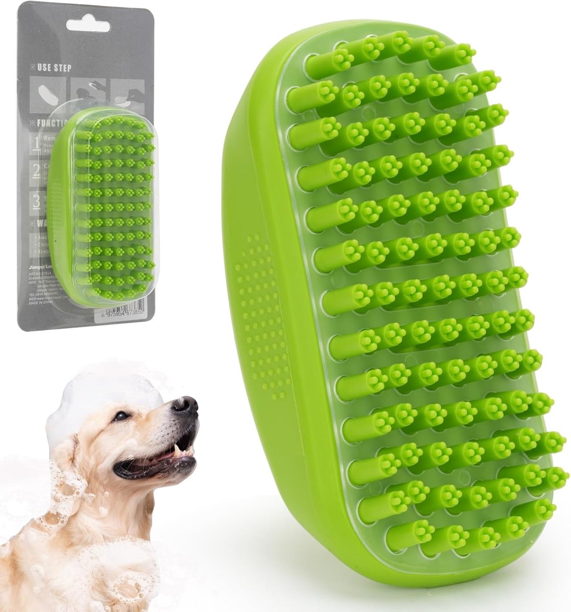 SnelShoppen - Bath Brush voor Honden en Katten, Rubber Strip, 2-in-1 Massage en Verzorging, Haar Verwijderen, Transparante Geluidswand, Dierenverzorgi