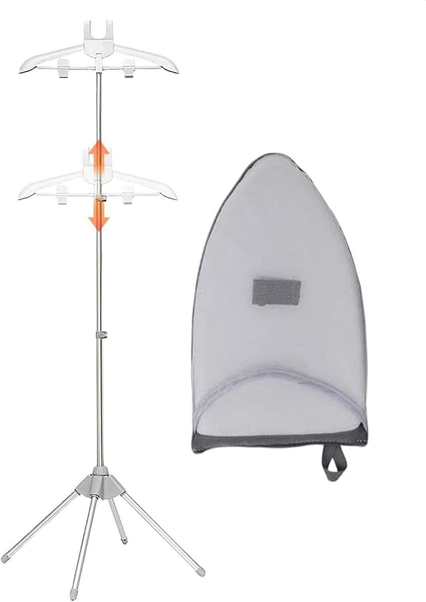 Staande Stoomhanger - Kledingstomer Rek - Kleding Stomen - Opvouwbaar Aluminium - 160 cm - Grijs