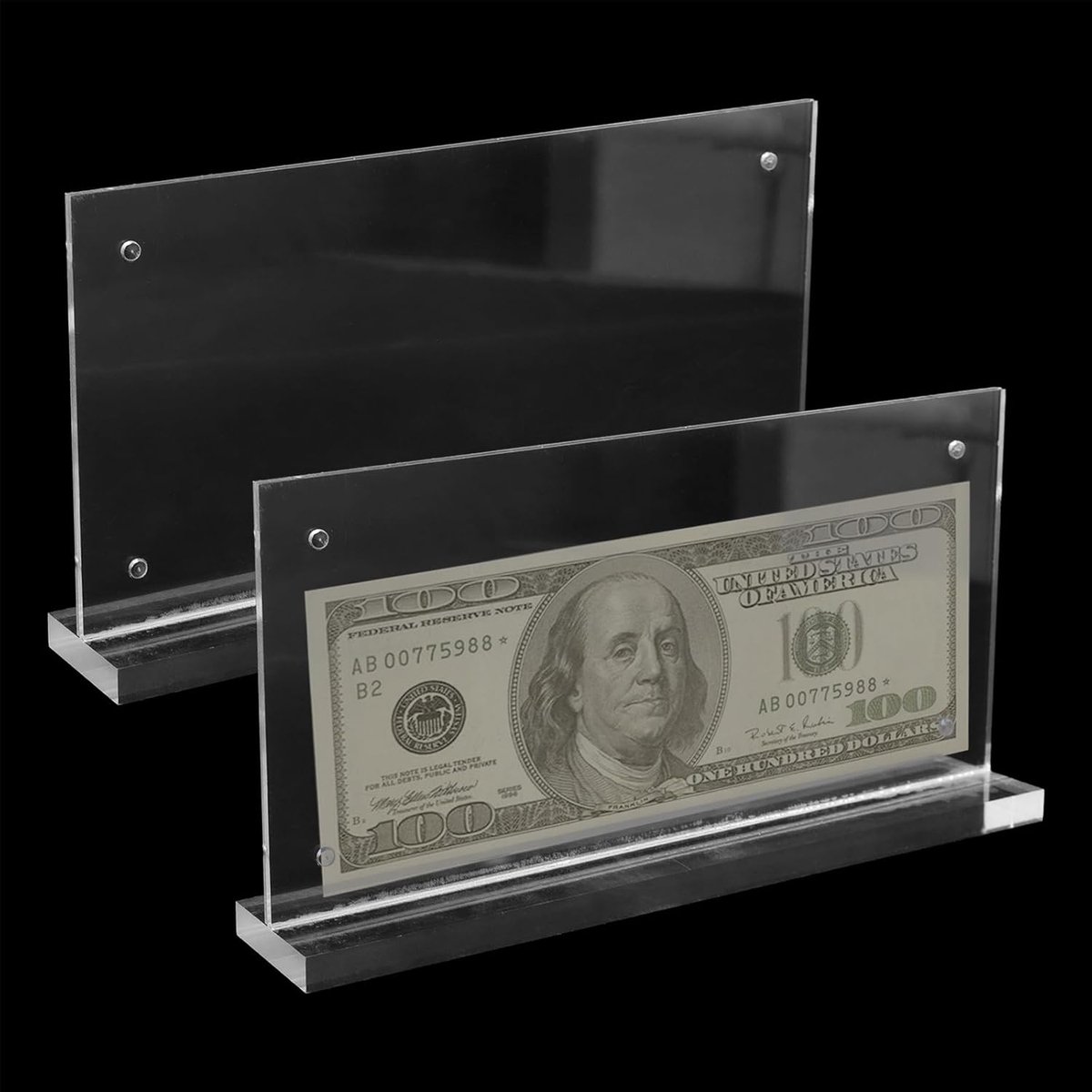 Allecto Plus - Acryl bankbiljetten display frame - Euro Dollar fotohouder voor thuis en kantoor (10 x 20 cm)