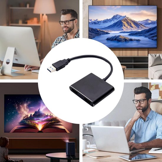 HD naar adapter - Weergaveconverter Monitorverbinding - Beeldoverdracht - Plug-and-play installatie - 1920 x 1080 - Zwart — afbeelding 2