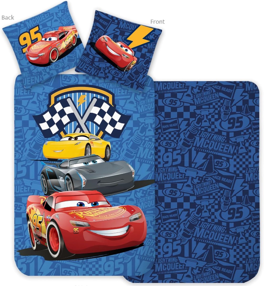 Beddengoedset 135 x 200 cm - katoen - Racing Crew - ideaal voor autoliefhebbers - ShopVlot