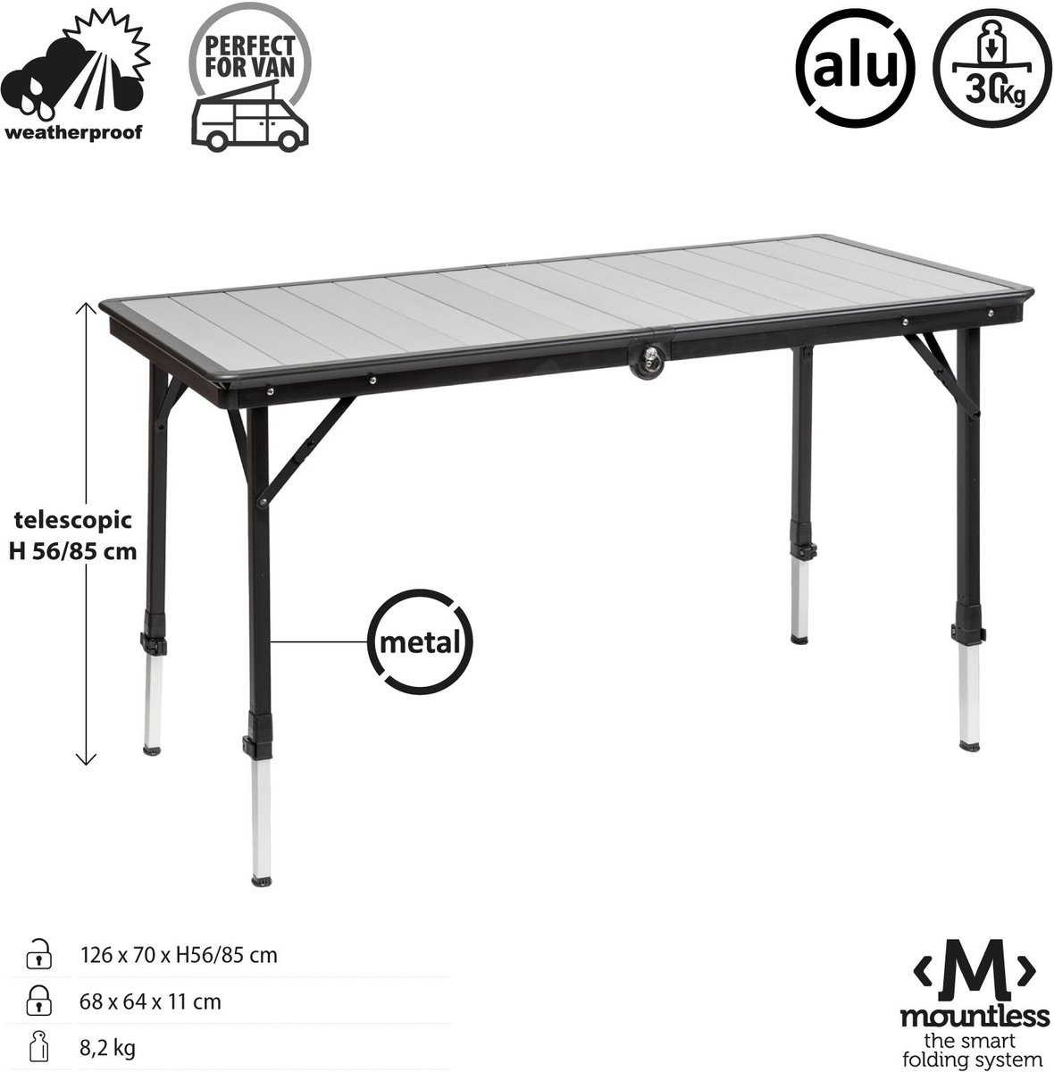 Brunner Dinemic 4 - Campingtafel 110 x 70 x 56/74 cm