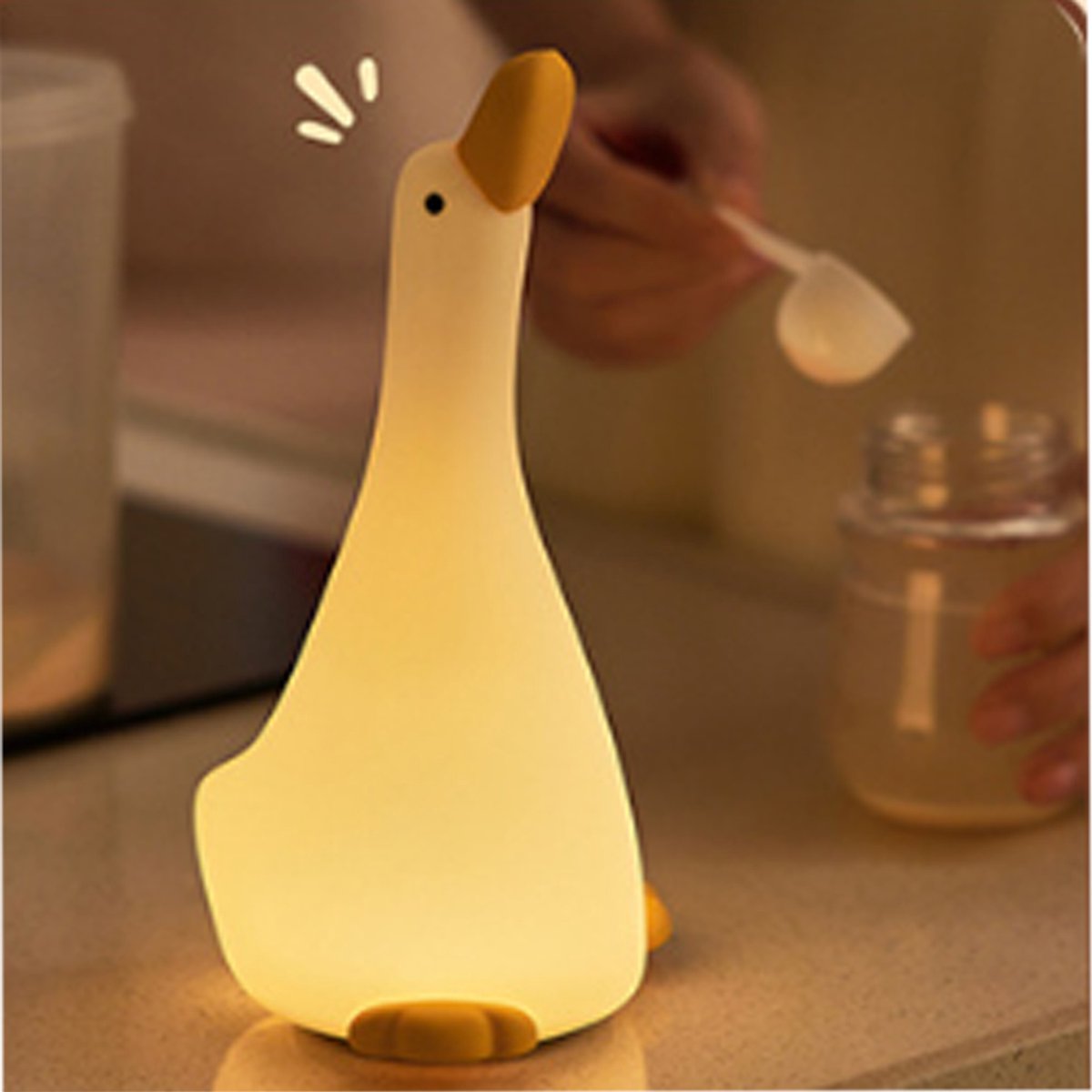 KZQ Oplaadbaar schattig eendje nachtlampje van siliconen - Dimbare draadloze bedside lamp - Geschikt voor kinderkamer slaapkamer en studentenkamer - Touchbediening voor borstvoeding en ontspanning - Geel
