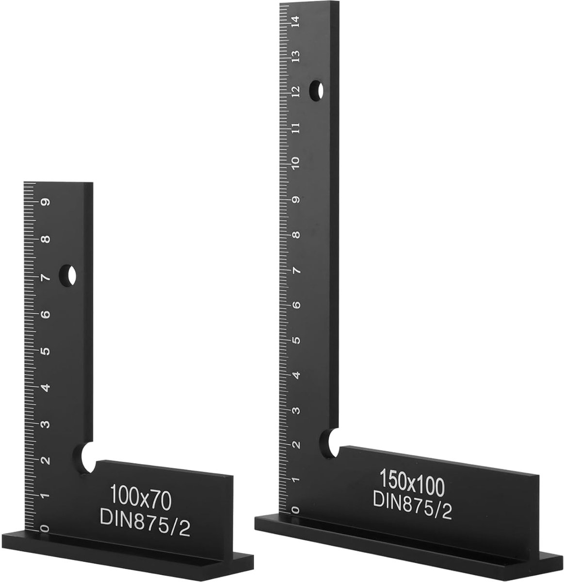 Hoekset 90° - metalen hoekmeter 150x100mm en 100x70mm - met meetlat - precisie in metaalconstructie - SnelShoppen