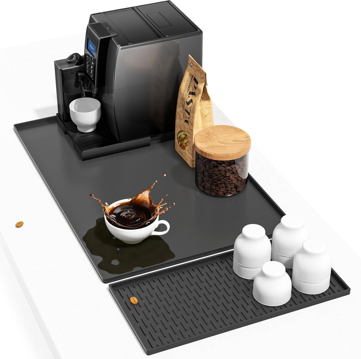 Afdruipmat Siliconen - Keukenmat Onderlegger - Aanrecht Beschermen - Effectieve Waterafvoer - 60 x 40 cm - Zwart