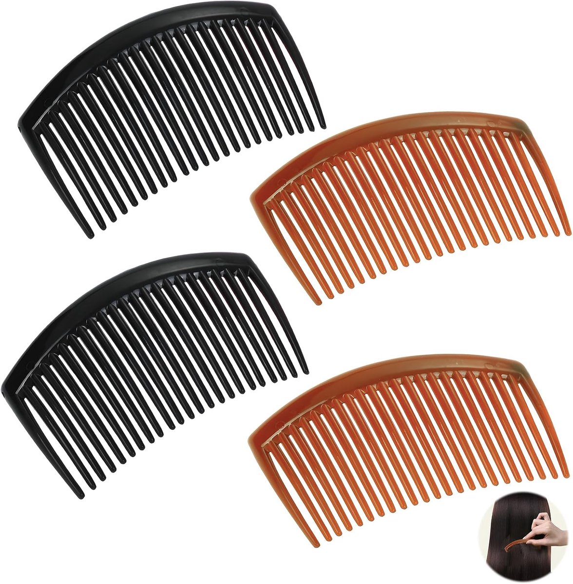 Haar kam set van 4 - 23 tanden - plastic - sterke grip voor fijne haren - SnelShoppen